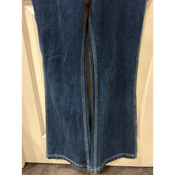 Vintage 2002 Tommy Hilfiger Blue Jean Bootcut Logo Straps Overalls Size Small - Picture 3 of 12